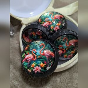 NEW  4 Pack Black Drawer Knobs Flamingos Leaves Cabinet Knobs Kitchen Cabinet
